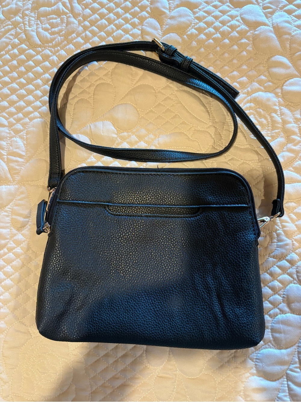 Mathew & Julian Multipocket Crossbody Bag black pebbled vegan leather